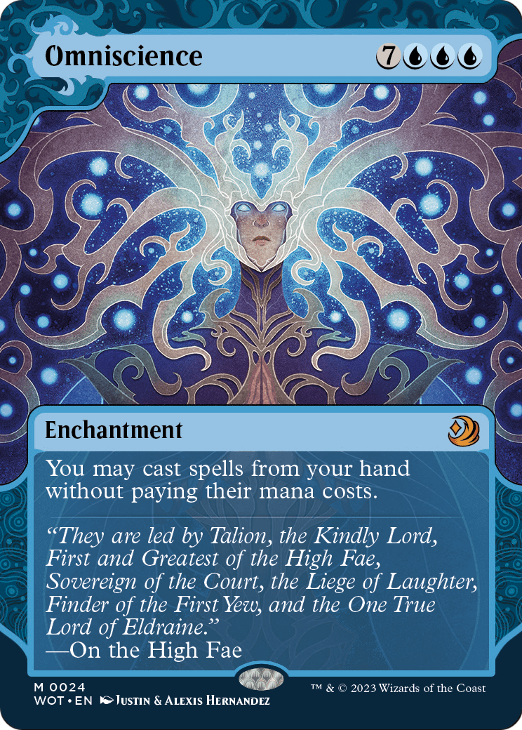 Omniscience (WOT-024) - Wilds of Eldraine: Enchanting Tales: (Showcase) (Borderless) Foil