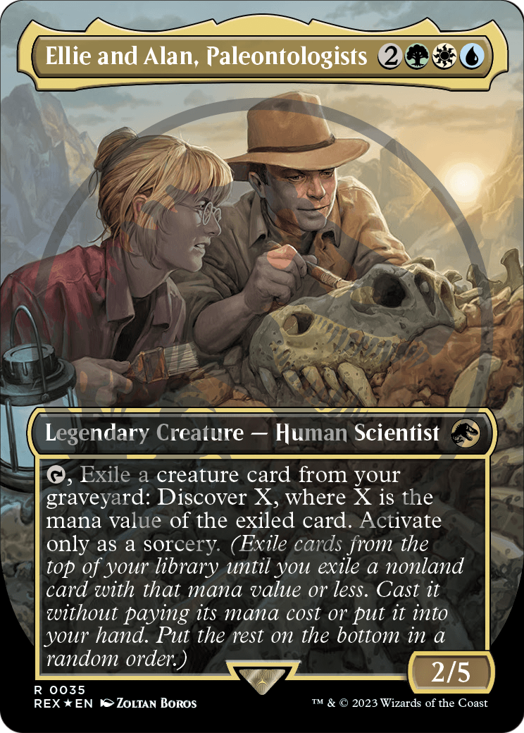 Ellie and Alan, Paleontologists (Borderless) (Emblem) (REX-035) - Jurassic World Collection Foil