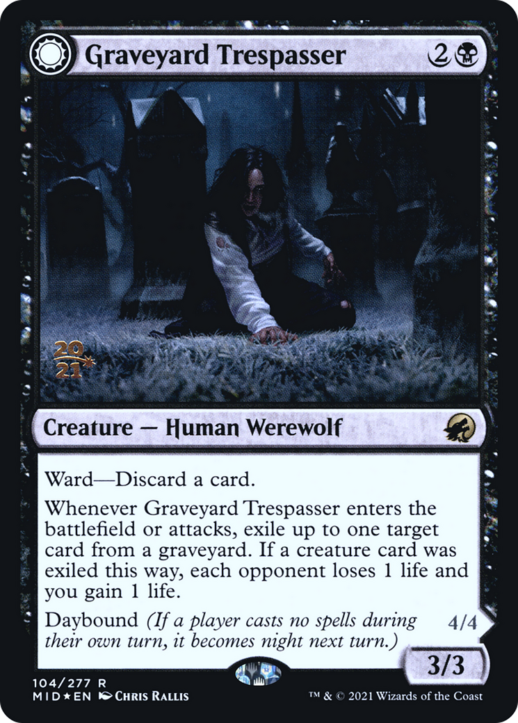 Graveyard Trespasser (PRE-104) - Innistrad: Midnight Hunt Promos: (Double Faced Transform) Foil