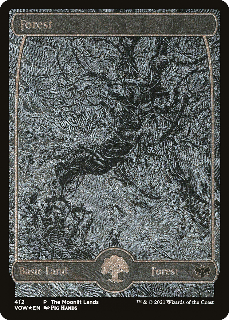 Forest (Moonlit Land) (Foil Etched) (WPN-412) - Innistrad: Crimson Vow Foil