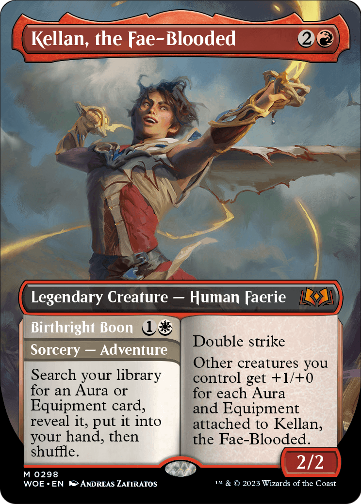 Kellan, the Fae-Blooded (Borderless) (WOE-298) - Wilds of Eldraine Foil