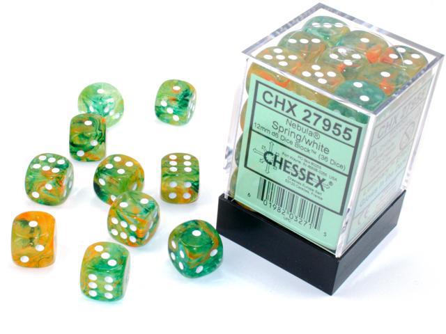 Chessex 36 D6 Nebula Spring/White