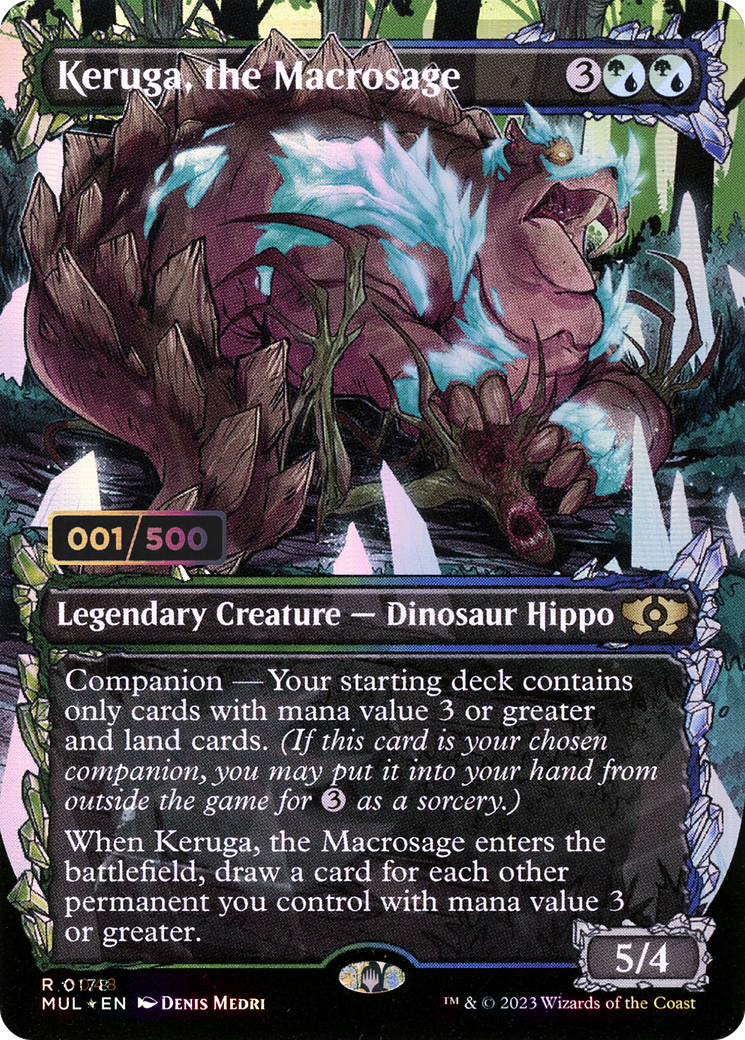 Keruga, the Macrosage (Serial Numbered) (MUL-178) - Multiverse Legends: (Showcase) (Borderless) Foil