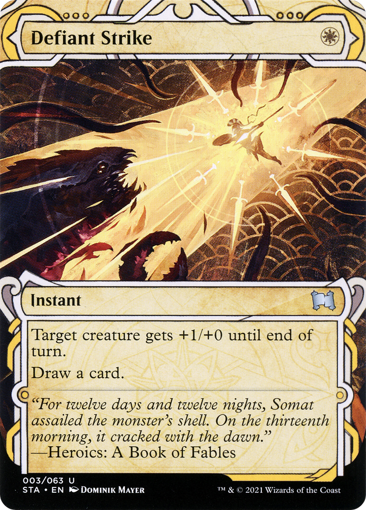 Defiant Strike (STA-003) - Strixhaven Mystical Archive: (Showcase) (Borderless) Foil