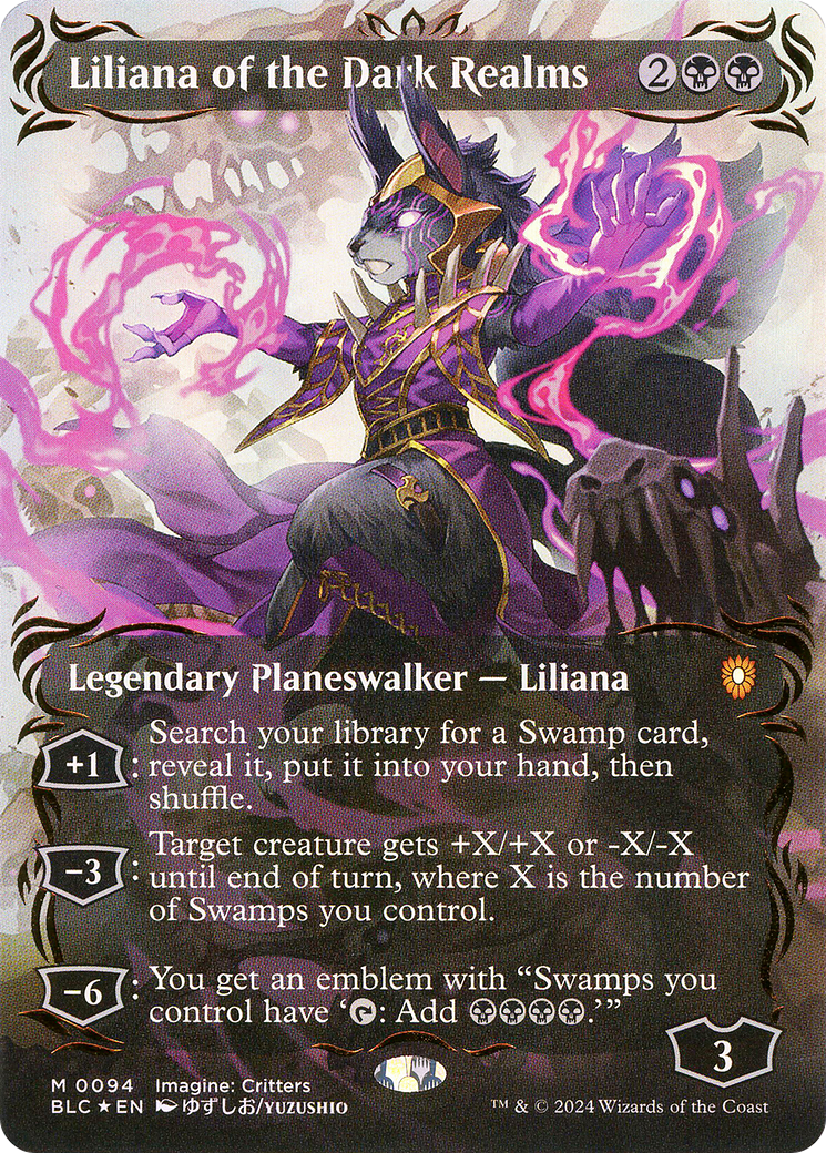 Liliana of the Dark Realms (Borderless) (Raised Foil) (BLC-094) - Bloomburrow Commander Foil