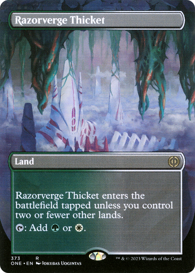 Razorverge Thicket (Borderless) (ONE-373) - Phyrexia: All Will Be One Foil