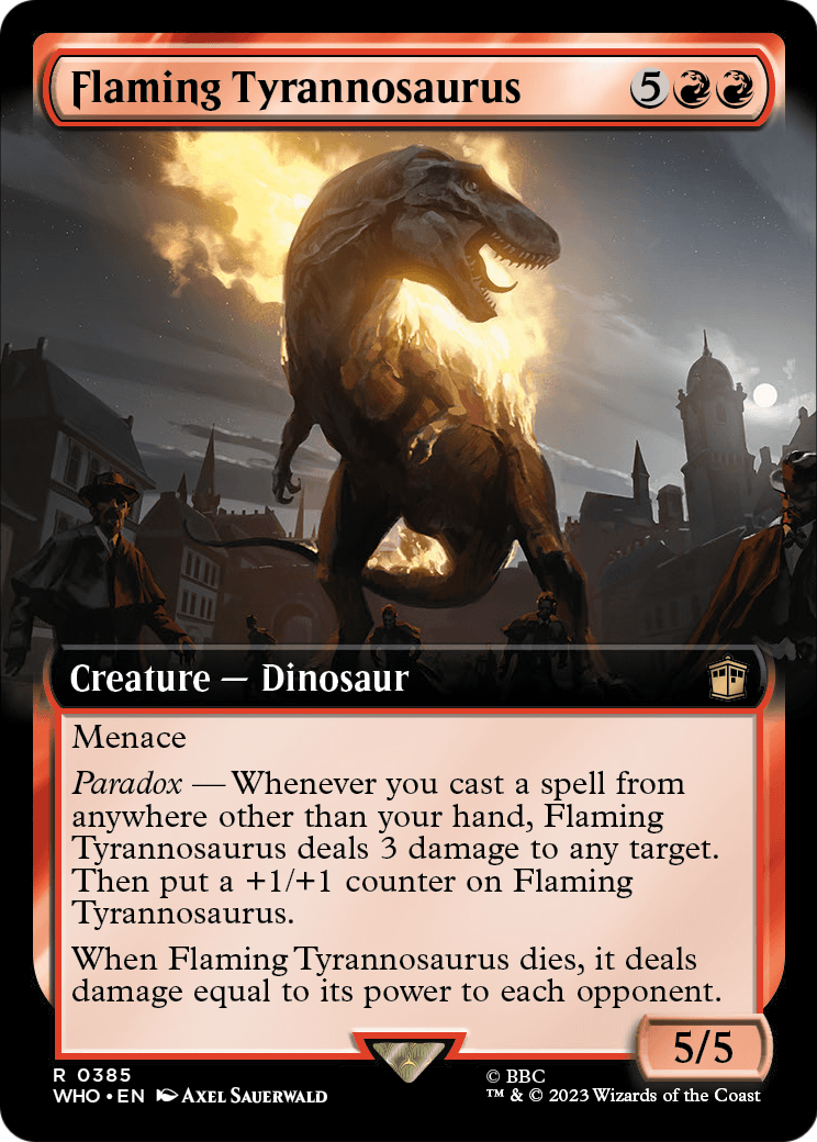 Flaming Tyrannosaurus (Extended Art) (WHO-385) - Doctor Who: (Extended Art)