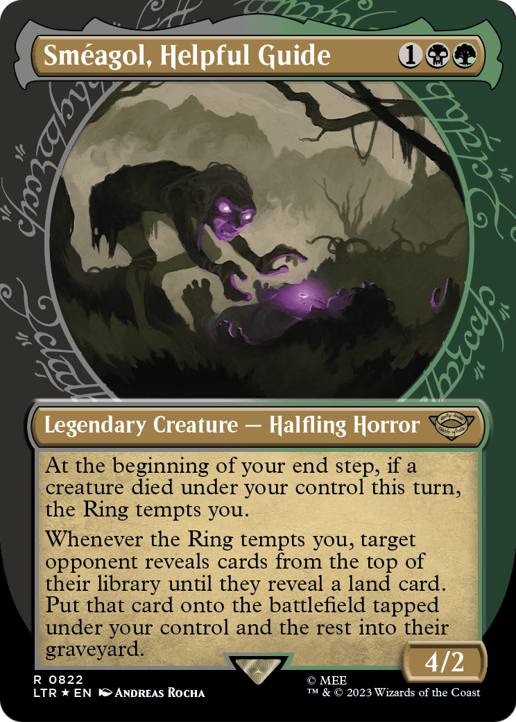 Smeagol, Helpful Guide (Showcase) (Surge Foil) (LTR-822) - The Lord of the Rings: Tales of Middle-earth: (Showcase) (Borderless) Foil