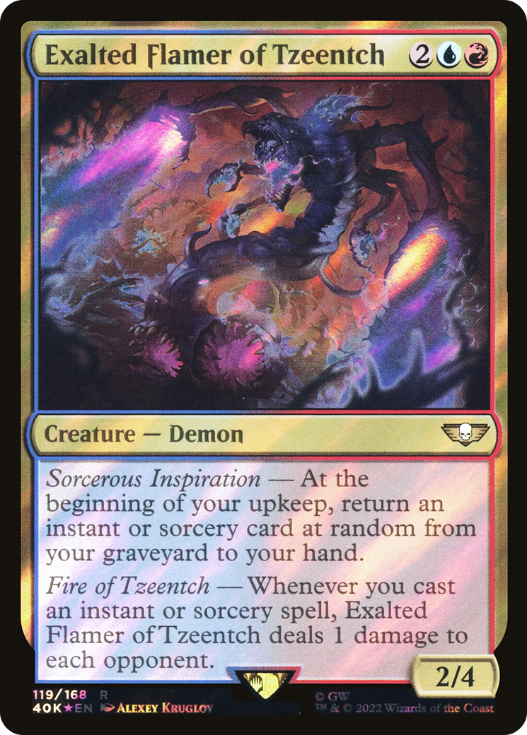 Exalted Flamer of Tzeentch (Surge Foil) (40K-119) - Warhammer 40,000 Commander Foil