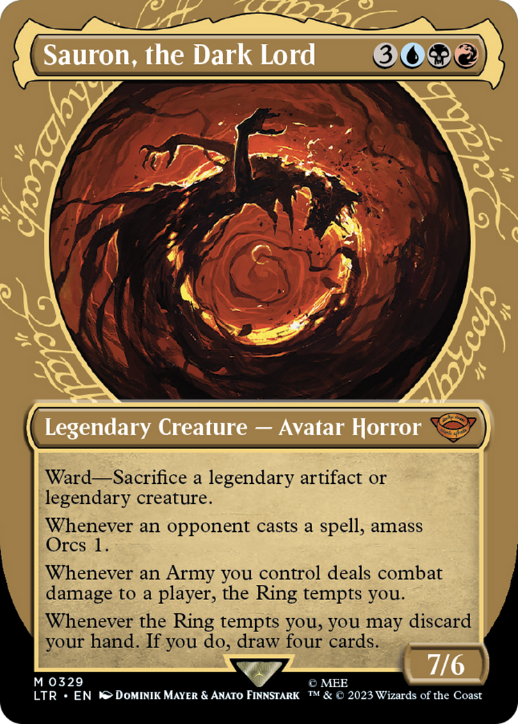Sauron, the Dark Lord (Showcase) (LTR-329) - The Lord of the Rings: Tales of Middle-earth: (Showcase) (Borderless) Foil