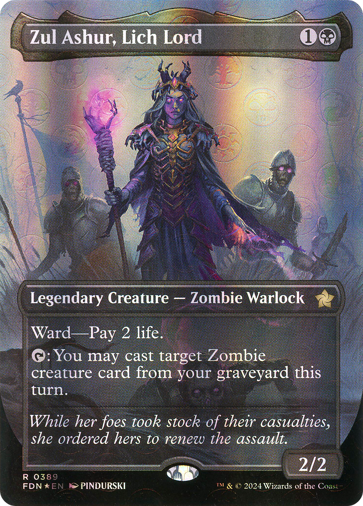 Zul Ashur, Lich Lord (Borderless) (Mana Foil) (FDN-389) - Foundations Foil
