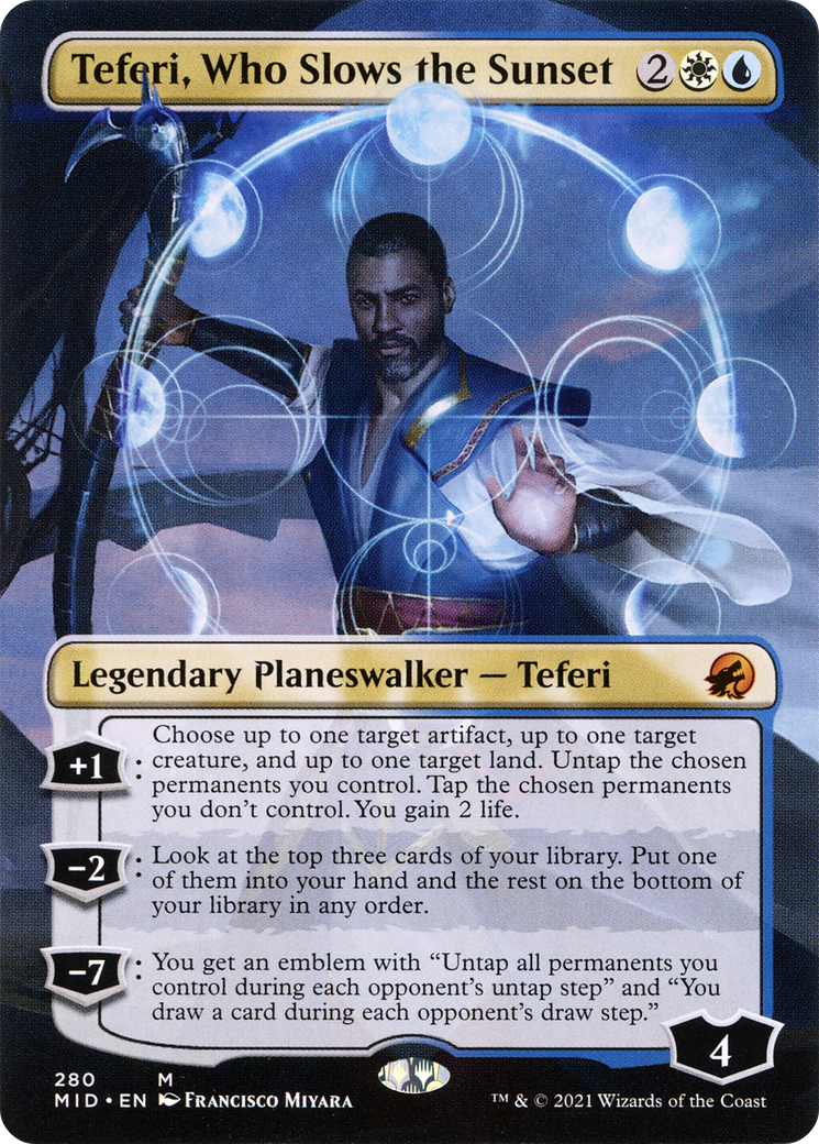 Teferi, Who Slows the Sunset (Borderless) (MID-280) - Innistrad: Midnight Hunt Foil