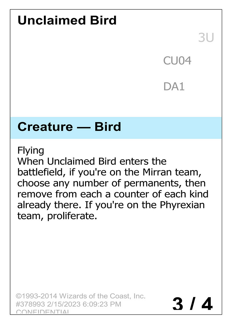 Unclaimed Bird (UNK-) - Unknown Event