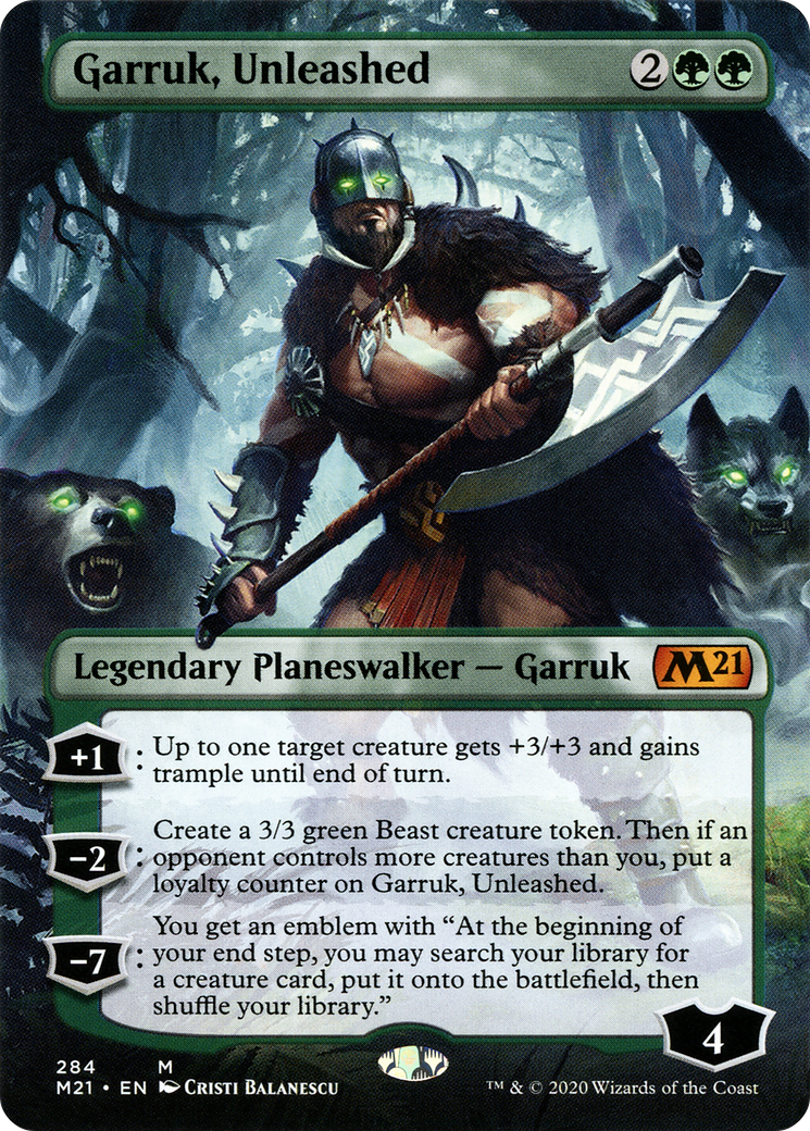 Garruk, Unleashed (Borderless) (M21-284) - Core Set 2021 (Borderless) Foil