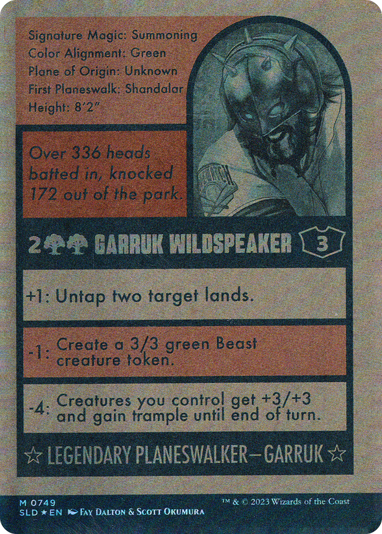 Garruk Wildspeaker (749) (Autographed) (SLD-749) - Secret Lair Drop: (Full Art) (Borderless) Foil