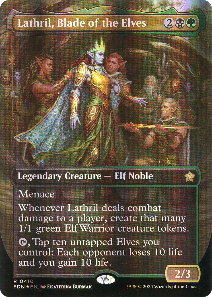 Lathril, Blade of the Elves (Borderless) (Mana Foil) (FDN-410) - Foundations Foil