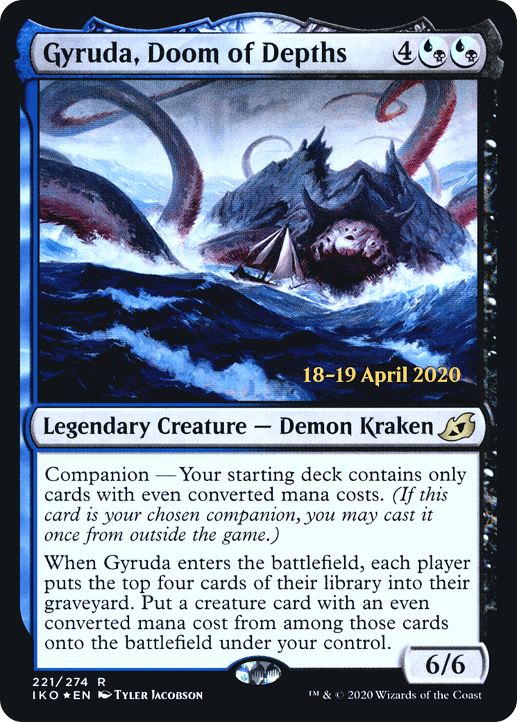 Gyruda, Doom of Depths (PRE-221) - Ikoria: Lair of Behemoths Promos: (companion) Foil