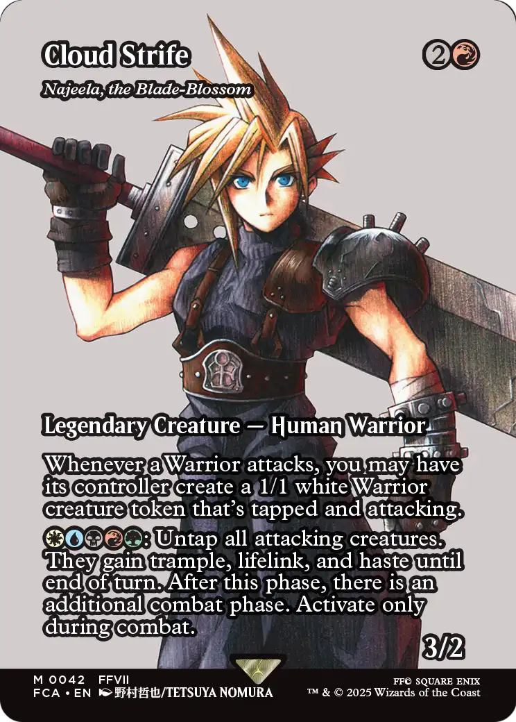 Cloud Strife - Najeela, the Blade-Blossom (Showcase) (FCA-042) - FINAL FANTASY: Through the Ages / Cloud Strife (Borderless) Foil