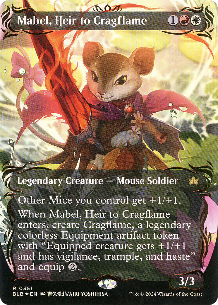 Mabel, Heir to Cragflame (Borderless) (Raised Foil) (BLB-351) - Bloomburrow: (Showcase) Foil