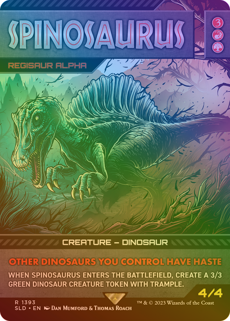 Spinosaurus - Regisaur Alpha (Rainbow Foil) (SLD-1393) - Secret Lair Drop / Spinosaurus (Borderless) Foil
