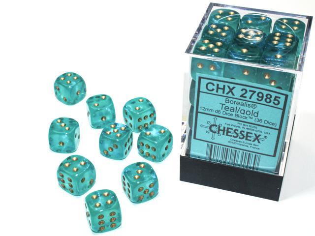 Chessex 36 D6 Borealis Teal/ Gold