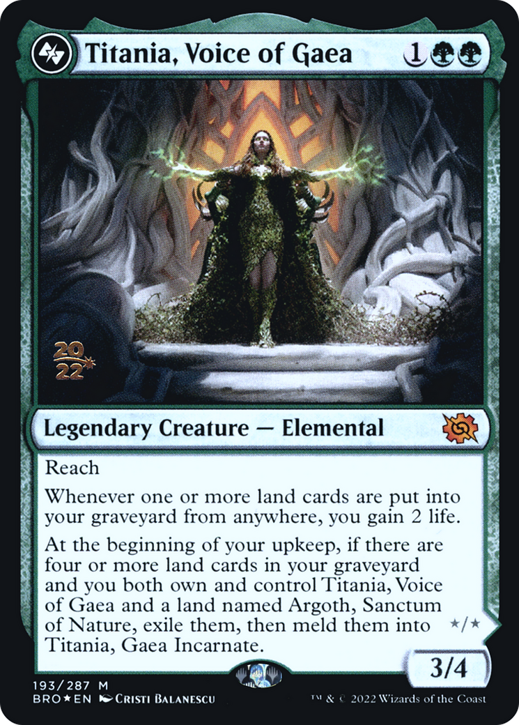 Titania, Voice of Gaea (PRE-193) - The Brothers' War Promos Foil