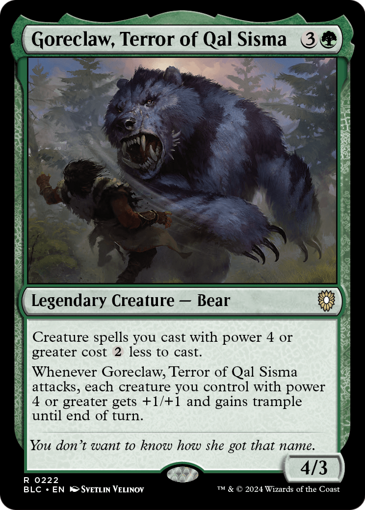 Goreclaw, Terror of Qal Sisma (BLC-222) - Bloomburrow Commander