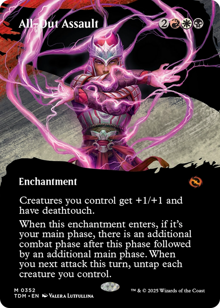 All-Out Assault (Borderless) (TDM-352) - Tarkir: Dragonstorm: (Showcase, enchantment)