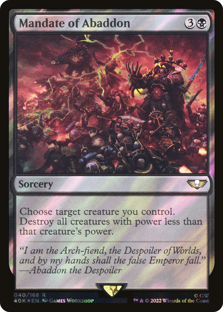 Mandate of Abaddon (Surge Foil) (40K-040) - Warhammer 40,000 Commander Foil