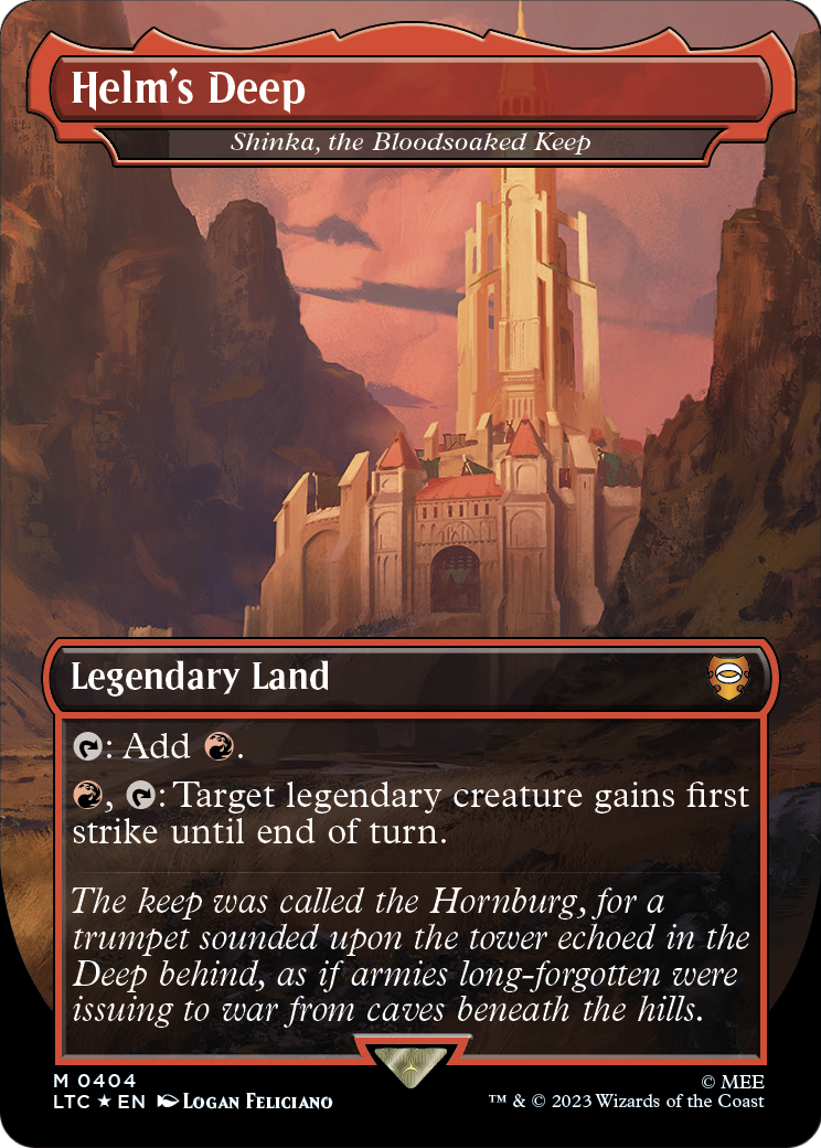 Helm's Deep - Shinka, the Bloodsoaked Keep (Surge Foil) (LTC-404) - Tales of Middle-earth Commander / Helm's Deep (Borderless) Foil