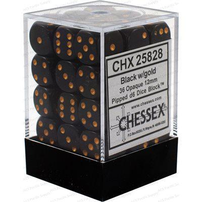 Chessex 36 D6 Opaque Black/ Gold