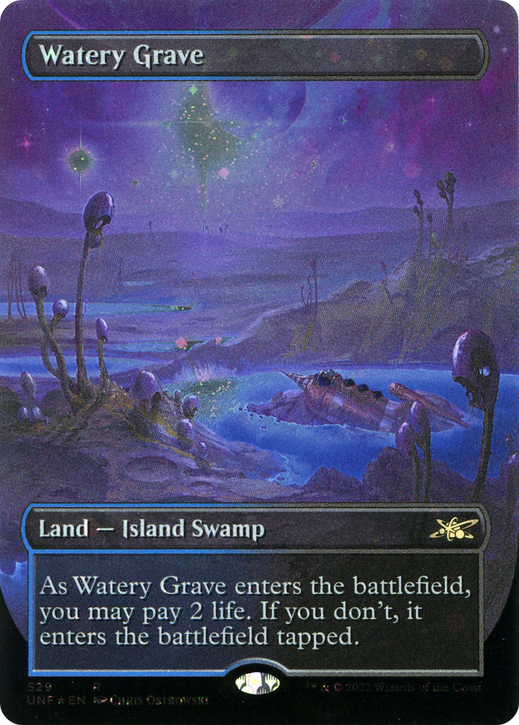 Watery Grave (Borderless) (Galaxy Foil) (UNF-529) - Unfinity Foil