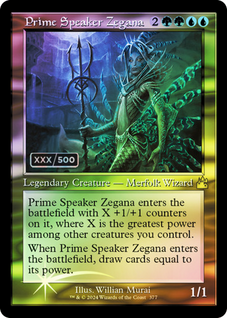 Prime Speaker Zegana (Retro Frame) (Serial Numbered) (RVR-377) - Ravnica Remastered Foil