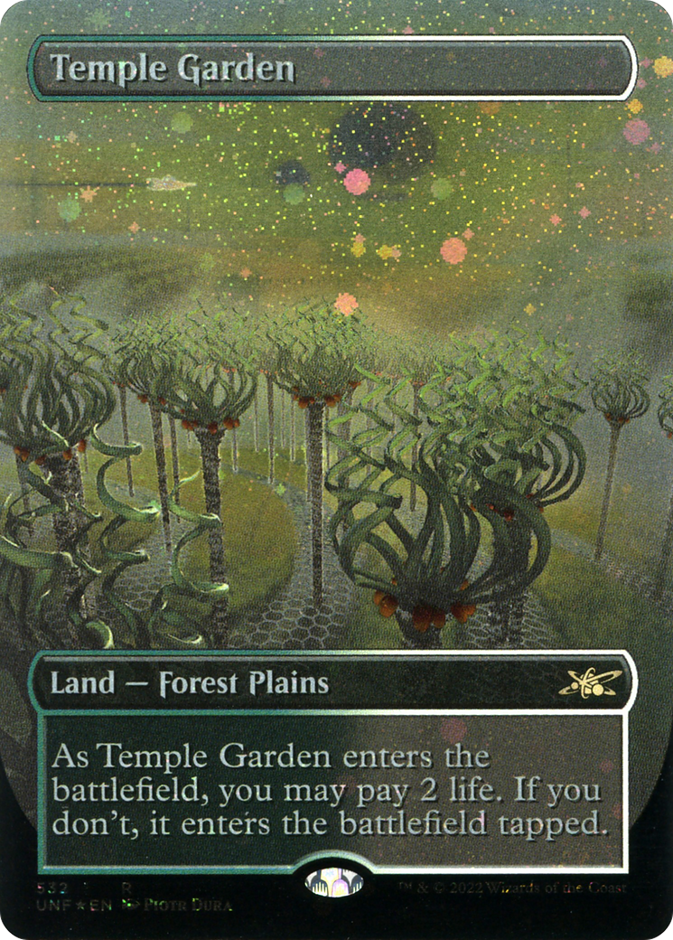 Temple Garden (Borderless) (Galaxy Foil) (UNF-532) - Unfinity Foil