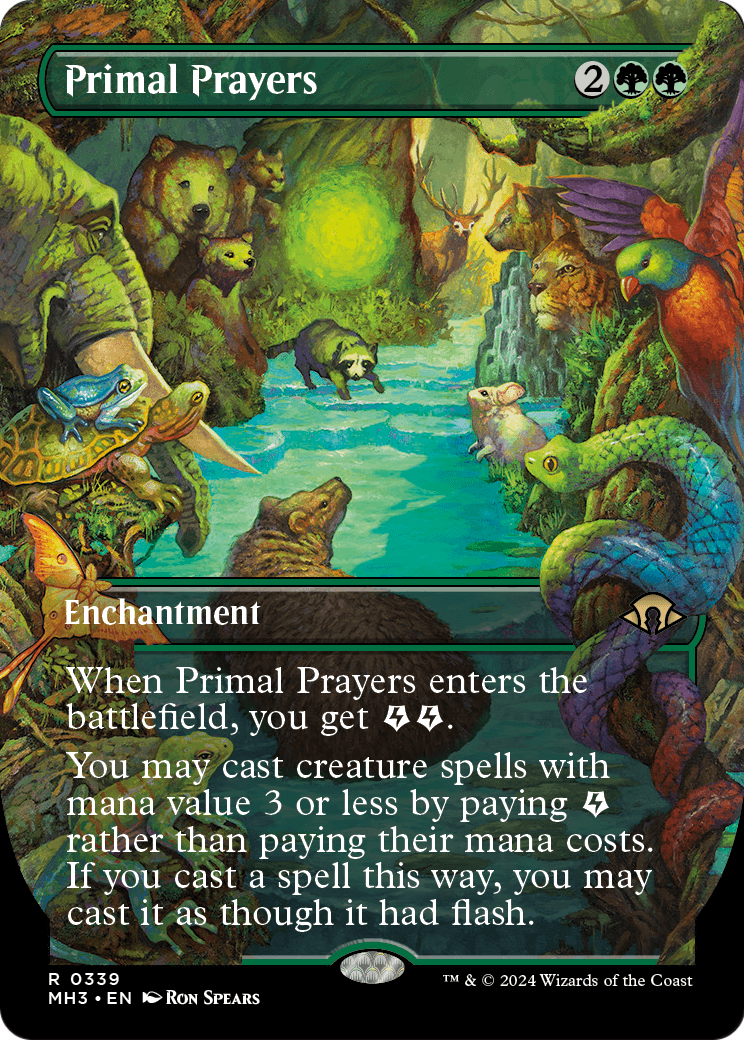 Primal Prayers (Borderless) (MH3-339) - Modern Horizons 3 Foil
