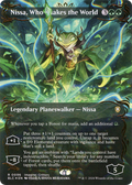 Nissa, Who Shakes the World (Borderless) (Raised Foil) (BLC-096) - Bloomburrow Commander Foil